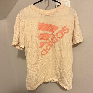 Adidas Cream Tee with Orange Graphic